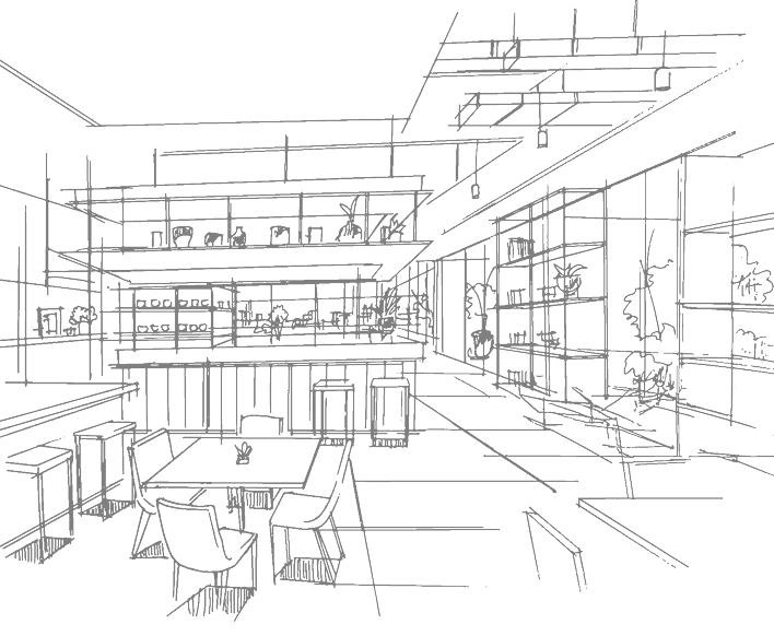 Sketch of a dining interior